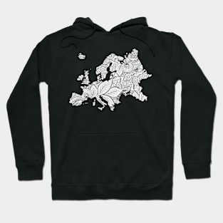 Mandala art map of Europe with text in white Hoodie